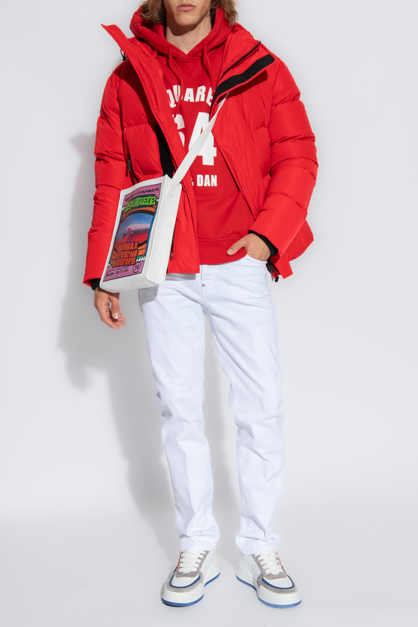 Off white down jacket red online